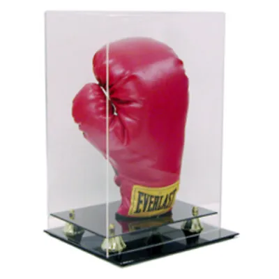 VERTICAL BOXING GLOVE GOLD RISER DISPLAY CASE With UV Protection • $79.95