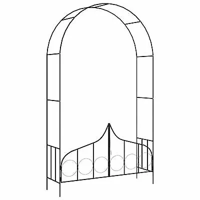 Elegant Black Iron Garden Arch Archway With Gate Climbing Plants Wedding Ballons • £80.99