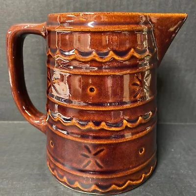 Vtg Marcrest Stoneware Pitcher Brown Glazed Daisy & Dot~6.25  • $9.99