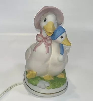 Mother  Baby Duck Lamp Night Light White Ducks Ceramic Figurine VTG • $15