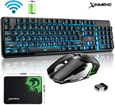£29.89 • Buy Rechargeable Wireless Gaming Keyboard Mouse Backlit 4800mAh For Laptop Pc Mac UK