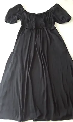 DRA Los Angeles Anthropologie  Sz L Lola Midi Dress Swiss Dots Black Puff Sleeve • $52.20