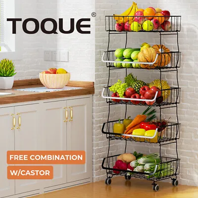 Toque 5 Tier Kitchen Trolley Cart Storage Rack Vegetable Organiser Shelf Wheels • $49.99