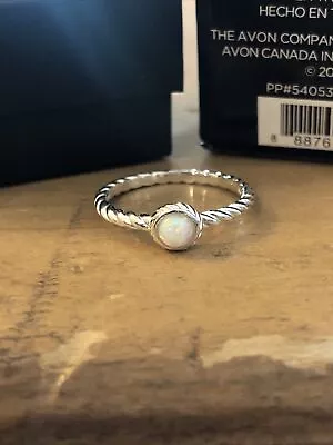 AVON Sterling Silver 925 CREATED OPAL RING Twist Band Size 7 New In Box! • $19.99