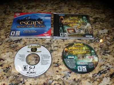 Lot Of 3 PC Games: Mystery Of Mortlake Mansion Liong & Escape Rosecliff Island • $5