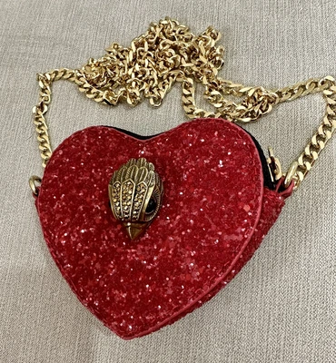 £100 • Buy Kurt Geiger Red Glitter Heart Zip Up Cross Body Chain Bag RRP £159 Eagle Head