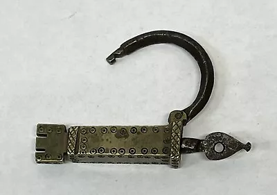 ANTIQUE METAL PADLOCK OLD HANDMADE SCREW STYLE W/ KEY WORKING COLLECTIBLE LOCK • $49.99