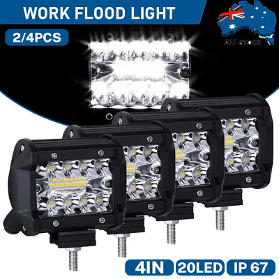 2x 4x 4inch 200W LED Work Lights Spot Flood Light Bar Reverse 4WD 12V 24V OZ • $24.29