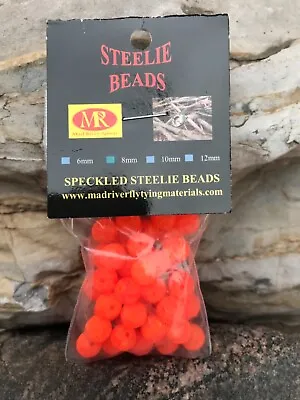 Mad River Steelie Beads 8mm Speckled Flame Orange • $2.99