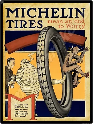 1917 Michelin Tires NEW Metal Sign: Michelin Man Featured -  Large Size • $33.88