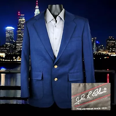 John Blair Sport Coat Blazer Mens 38S Royal Blue Made In USA • $50