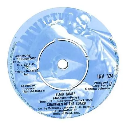 Chairmen Of The Board Elmo James UK 7  Vinyl Record 1972 INV524 Invictus VG+ • $4.48