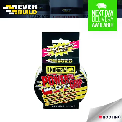 Everbuild - Mammoth Powerful Grip Tape - 25MM - 2.5m Heavy Duty Strong Adhesive • £5.99