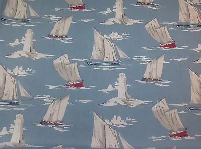 £10.95 • Buy Clarke+Clarke SKIPPER Marine- Boats/Lighthouse/Cotton Fabric.Curtains/Upholstry
