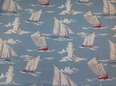 Clarke+Clarke SKIPPER Marine- Boats/Lighthouse/Cotton Fabric.Curtains/Upholstry • £1.95