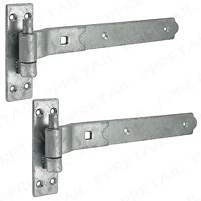 2x Galvanised Cranked Hook & Band Hinges 12 /300mm HEAVY DUTY Offset Gate Post • £12