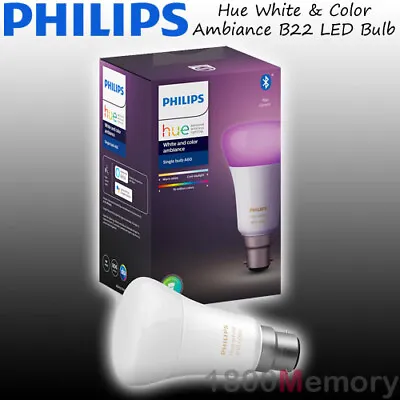 $119 • Buy Philips Hue White & Color Ambiance A60 Bayonet B22 LED Bulb A19 WiFi 240V AC