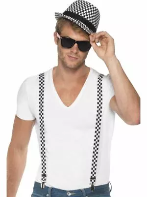 £17.72 • Buy Ska Two Tone Hat & Braces Men Ladies 80S Fancy Dress Costume Trilby 80S  Adults 