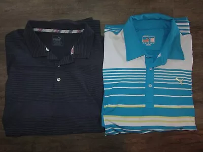 2 Lot Of PUMA Golf Men's Polo Shirts XL Casual Dress Lounge Blue & White Club • $28.74