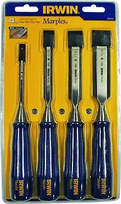 Irwin Marples M444/S4 4-Piece Blue Chip Bevel Edge Woodworking Chisel Set • $61.61