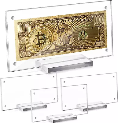 Acrylic Currency Display Paper Money Holder 4 Pack 3.5x7.3 Inches Collector Fram • $30.99