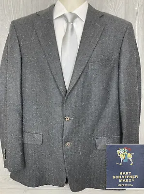 Recent Hart Schaffner Marx Herringbone Metal Button Sport Coat Wool 46-48L (t0) • $65