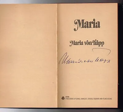 Maria By Maria Von Trapp Signed Autographed PB Book DEC 1987 Sound Of Music • $245.04