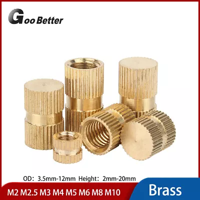 10-100pc Knurled Brass Embedded Nut Copper Insert Female Thread Embedment M2-M10 • £1.75