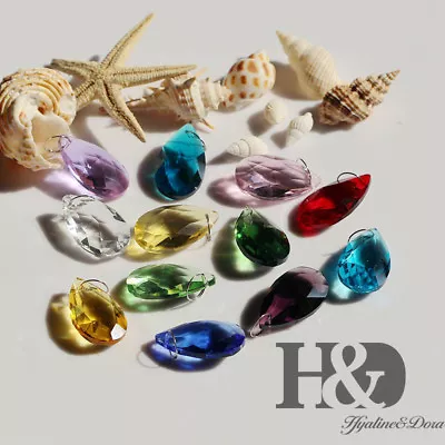 $14.99 • Buy 12PCS Hanging Colorful Teardrop Pendants Chandelier Crystal Lamp Prisms Parts~
