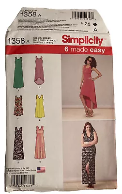 Simplicity 1358 XXS-XXL Maxi Dress Easy Sleeveless Sewing Pattern • $8.49