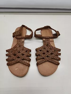 Mossimo Supply Co. Women Sandals Sz. 7 Brown Weaved Strappy Flats • $17