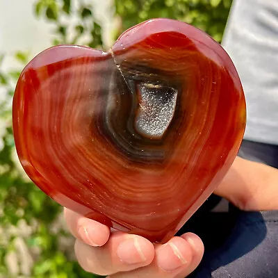 149g Natural Agate Heart Shaped Crystal Polished Quartz Gemstone Specimen • $5.61