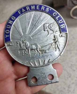 £75 • Buy Vintage Car Mascot Grill Badge YOUNG FARMERS CLUB -  Plough Shire Horse