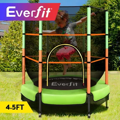 $95.95 • Buy Everfit Trampoline 4.5FT Kids Trampolines Cover Safety Net Pad Ladder Gift Green