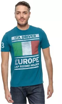 NEW GENUINE Lamborghini Automobili Mens ITA Driver Ink Blue T-Shirt S-XL D1 LT4 • £14.95