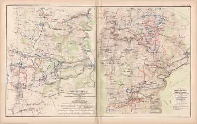 1891 Antique Civil War Battle Map-fisher's Hill & Winchester Virginia-plate 99 • $7