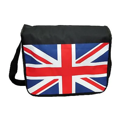 Bermoni Classic Black Daypack Shoulder Bag With Printed UNION JACK In The Flap • £8.99