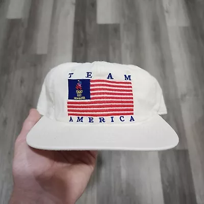 Vintage 1996 Atlanta Olympics Snapback Hat Cap Team America Flag Pocket • $23.99