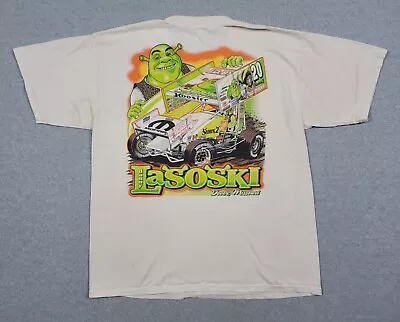 Vintage Danny Lasoski Shrek 2 NASCAR Movie Promo Double Sided T-Shirt Size XL • $39.99
