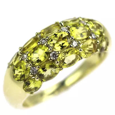  K18YG Canary Yellow Tourmaline Diamond Ring 2.30ct D0.08ct - Auth Free Shipping • £842.88