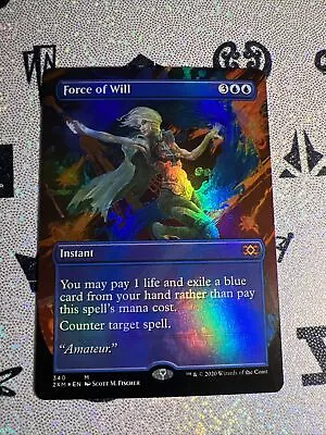 MTG Force Of Will FOIL Double Masters Borderless Extended Art NM • $220