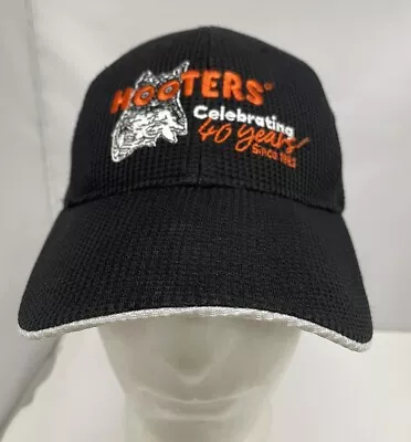 Hooters Owl Logo Celebrating 40 Years Black Adjustable Strapback Dad Hat Cap • $11.95