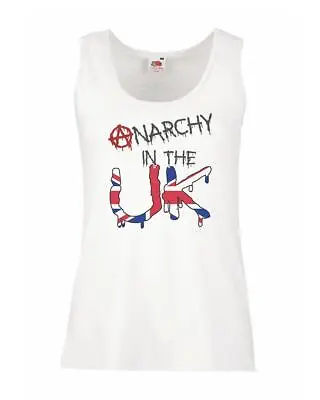 Ladies White Anarchy In The UK Punk Rebellion GB Union Jack Vest • £10.95