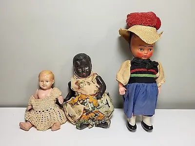 Vintage Doll Lot Plastic Celluloid African American Fipps Dancing Doll Wind-up  • $24.99