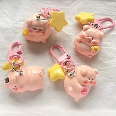 Cartoon 3D Pink Pig Keychain Star Buckle Keyring Car Pendant Backpack Decor G Pe • $1.67