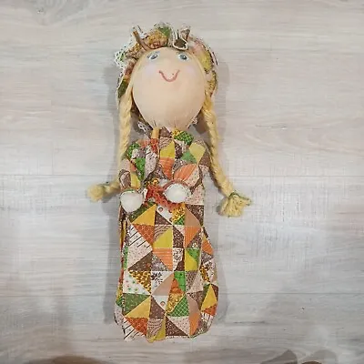 1970's Vintage Paper Mache Head Holly Hobby Styled Glass Bottle Doll Hand Paint • $19.70