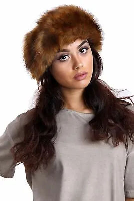 £4.99 • Buy NEW Ladies Faux Fox Fur HeadBand Winter Fleece Earwarmer Hat Ski Multifunctional