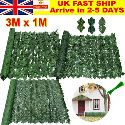 Artificial Hedge Fake Ivy Leaf Garden Fence Privacy Screening Roll Wall Trellis • £13.99
