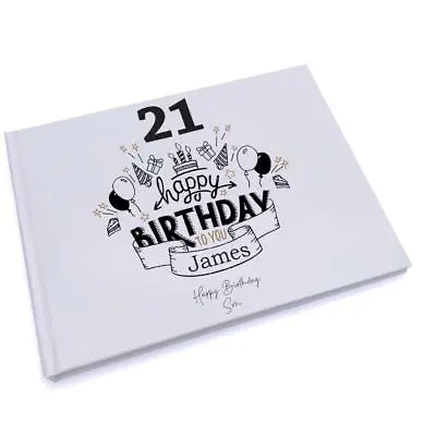 Personalised Any Age Birthday Guest Book Hard Cover 80 Pages 18th21st GB-07 • £14.99