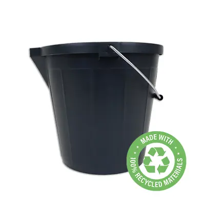 12 Litre Black Plastic Builders Mixing Bucket With Spout And Metal Handle Wit... • £14.24